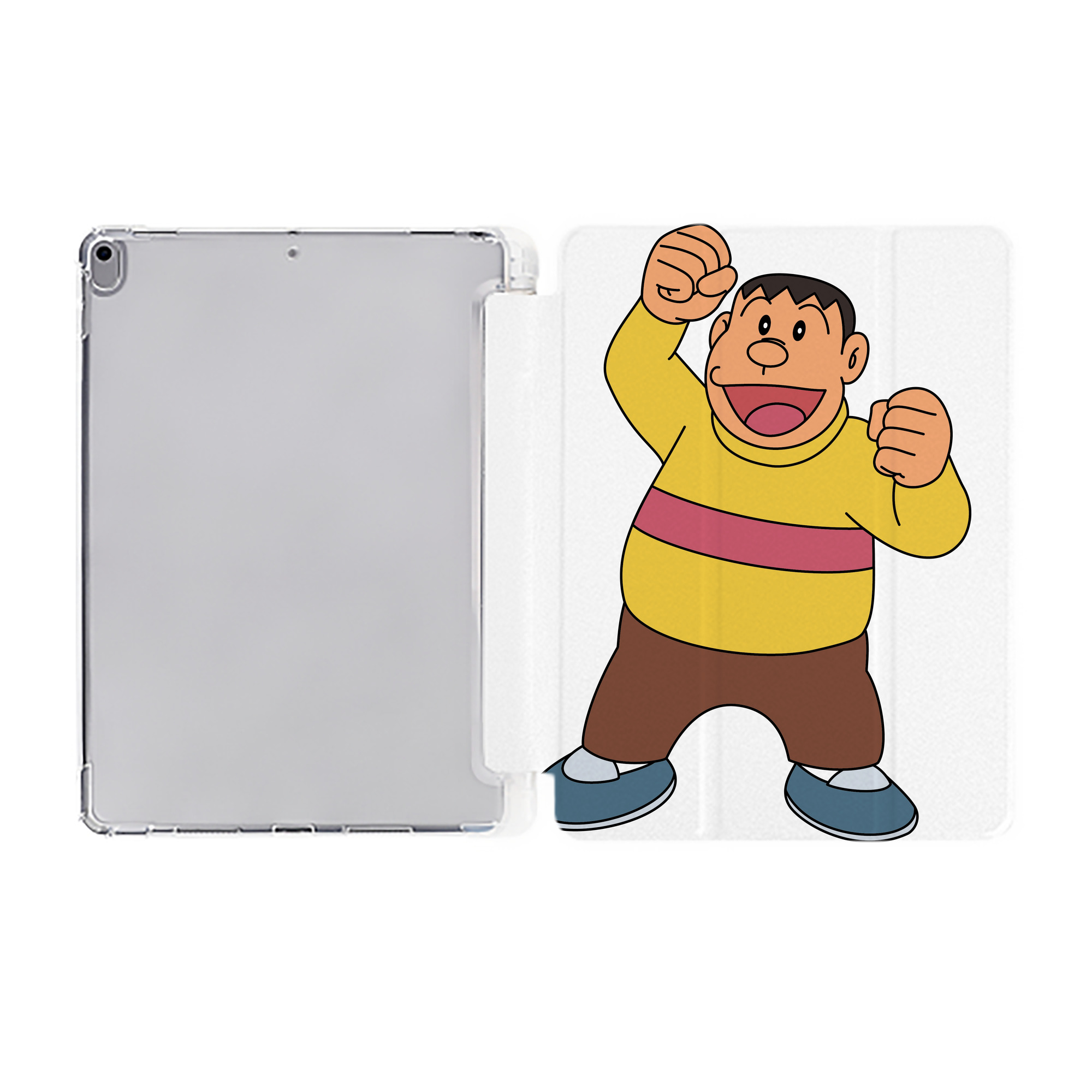 （画像用） ドラえもん 剛田武 Doraemon Gouta Takeshi IPad ケース ペン収納付き 三つ折りスタンド PUレザー×シリコン 対応機種9.5/10.5/10.9インチ